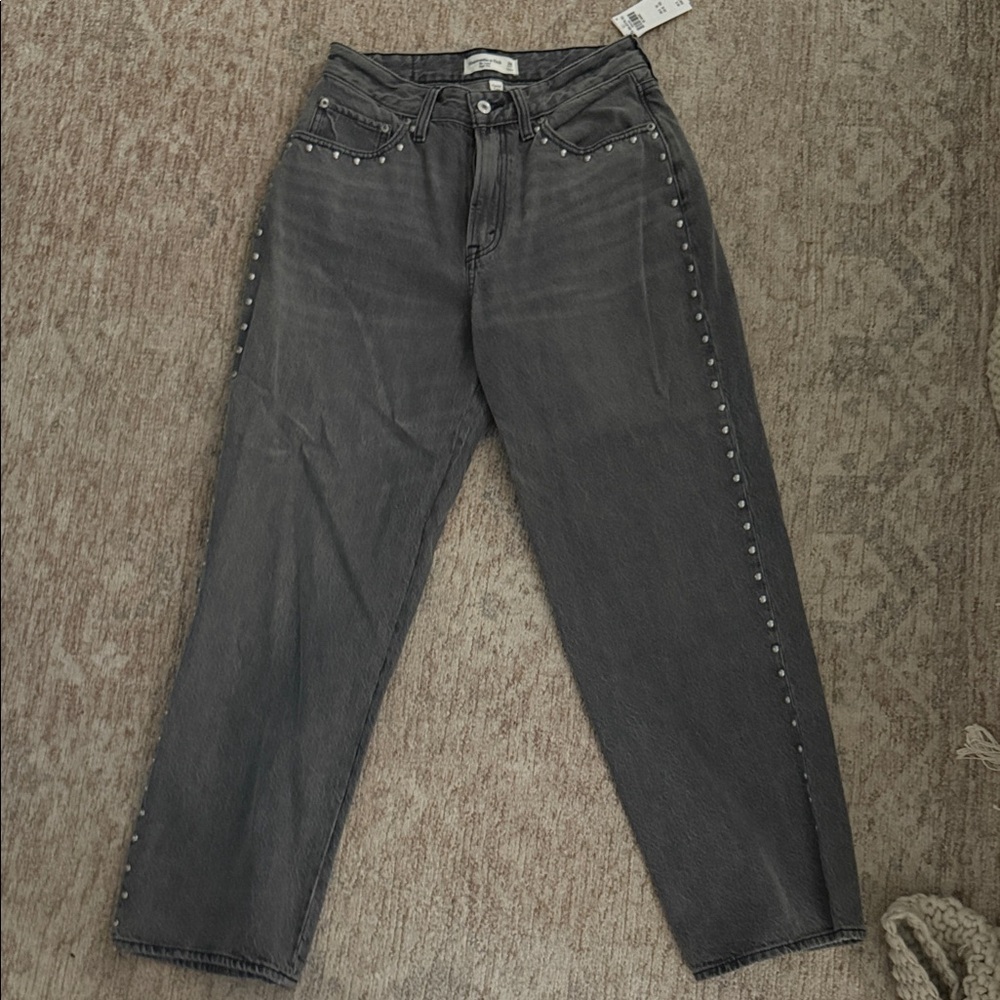 Abercrombie & Fitch Studded Straight Leg Jeans